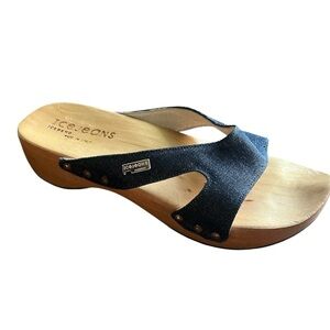 Ice Jeans Iceberg Wooden & Denim Sandals Made in Italy Size 38 New Y2K Vintage